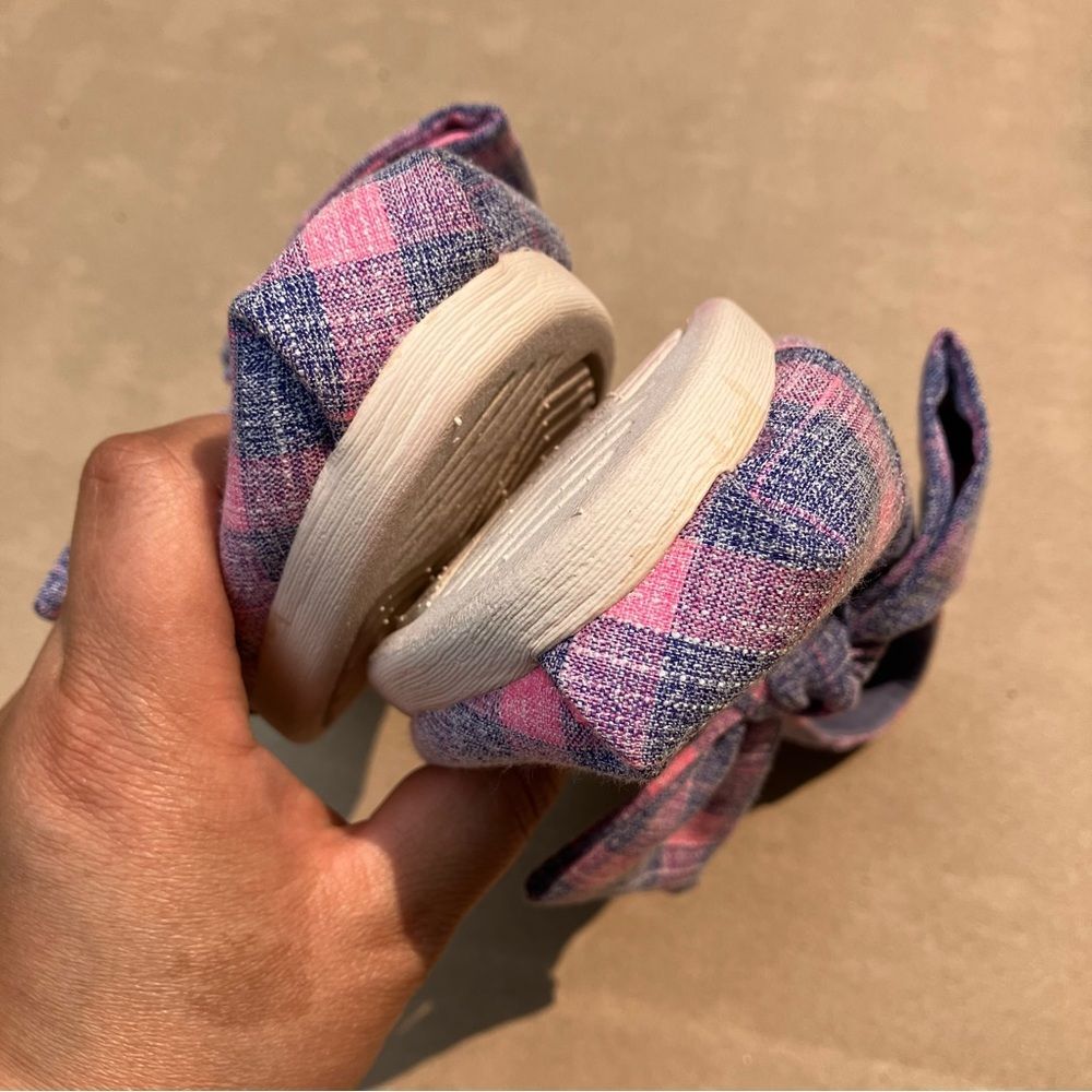 TOMS Alpargata Bow Pink Blue Multi Checkered Plaid Item: 10016220 size 9 - Picture 4 of 5